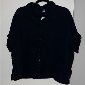 Old Navy Black Button-Front Collared Shirt